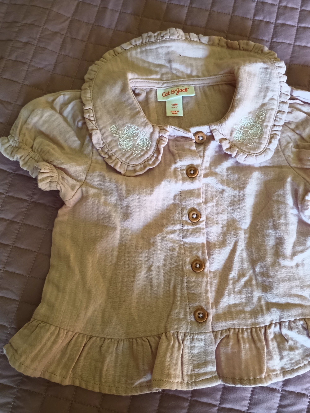 Cat & Jack Light Pink Ruffle Button-Front Baby Top